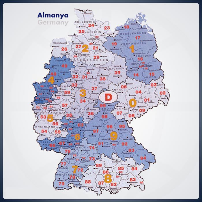Almanya Posta KODLARI Almanya Posta KODLARI